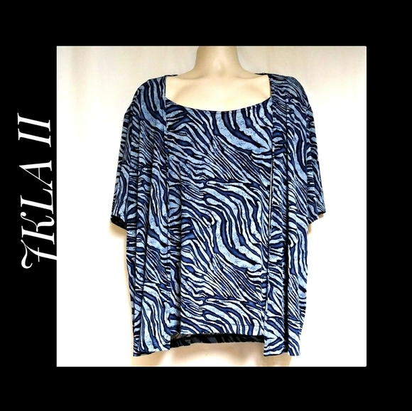 JKLA II Mock 2-Piece Top Blue Black Zebra Size 2X